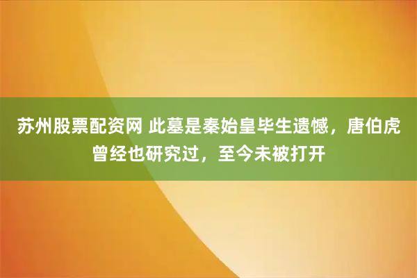 苏州股票配资网 此墓是秦始皇毕生遗憾,唐伯虎曾经也研究过,至今未被打开