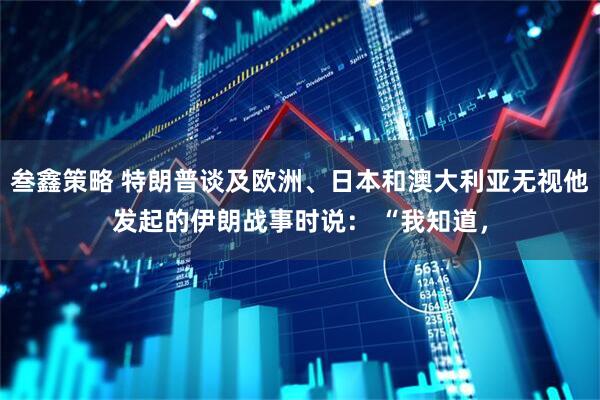 叁鑫策略 特朗普谈及欧洲、日本和澳大利亚无视他发起的伊朗战事时说： “我知道，